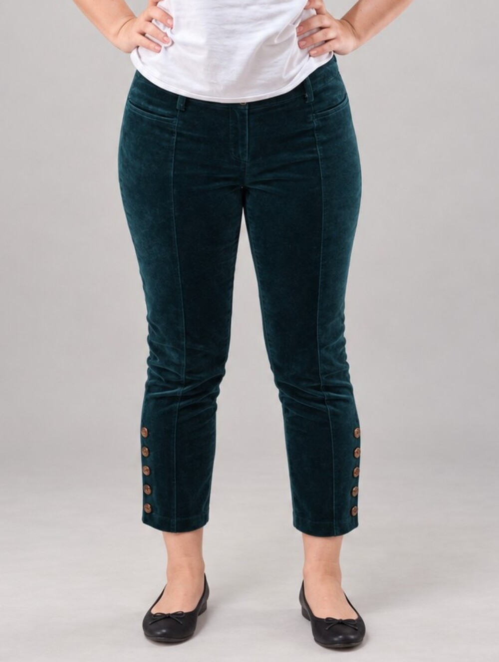 🥝 Anthropologie The Essential Slim Emerald Velvet Cropped Pants – Size 8
